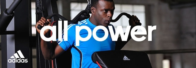 Imagen promocional de Adidas con el lema "All Power"
